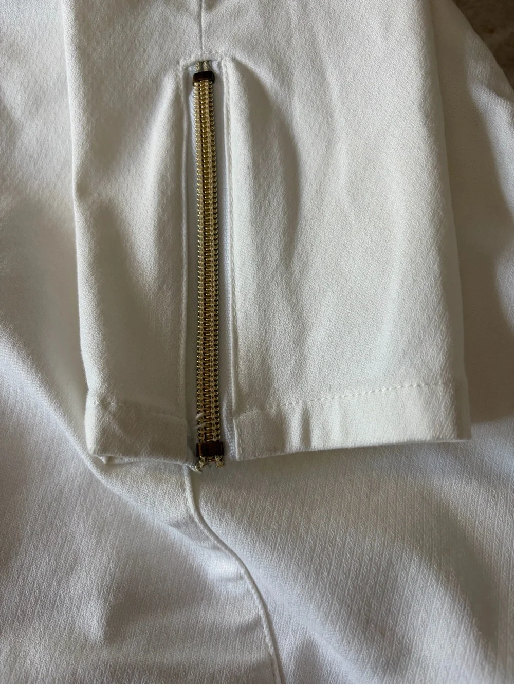 Jaanuu White Long Trench Coat with Gold Zippers